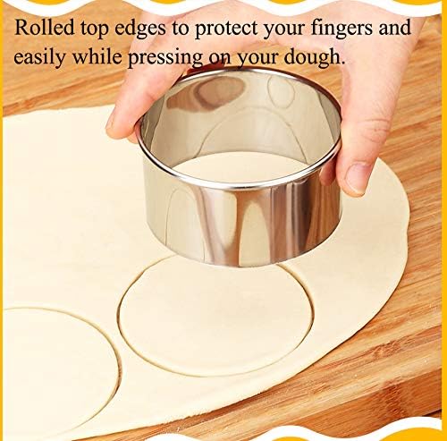9 Pieces Stainless Steel Cookie Cutter Set Biscuit Plain Edge Round Cutters Metal Ring Baking Molds - Image 6