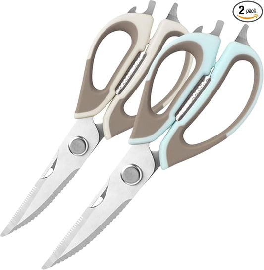 2 Pcs Heavy Duty Kitchen Shears for Food, Come Apart Design & Dishwasher Safe, Multi-function Kitchen Scissors set, Stainless Steel Food Cooking Scissors, No Magnetic Holder