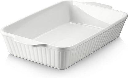 DOWAN Casserole Dish, 9x13 Ceramic Baking Dish, Large Lasagna Pan Deep for Oven, 4.2 Quarts Baking Pan with Handles, Oven Safe and Durable Bakeware for Lasagna, Home Decor, Wedding Gift, Soft White by DOWAN