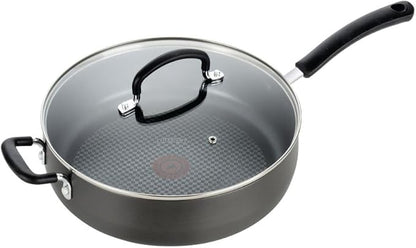 T-Fal Ultimate Hard Anodized Non Stick Jumbo Cooker With Lid & Helper Handle 5 Quart, Oven Broiler Safe 400F, Lid Safe 350F, Cookware, Deep Frying Pan, Skillet, Pots and Pans, Dishwasher Safe, Onyx by T-falbrand