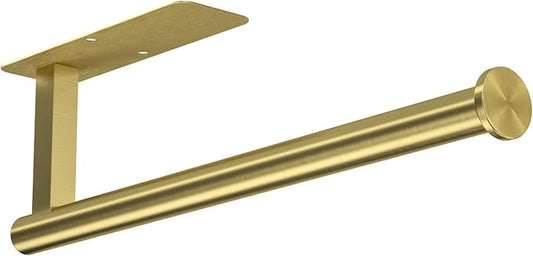 ASTOFLI Paper Towel Holder Under Cabinet No Drilling, Self Adhesive Paper Towel Holder Wall Mount for Kitchen Rack, Under Counter Napin Holder No Drill, RV, 304 Stainless Steel, Gold Brass by ASTOFLI