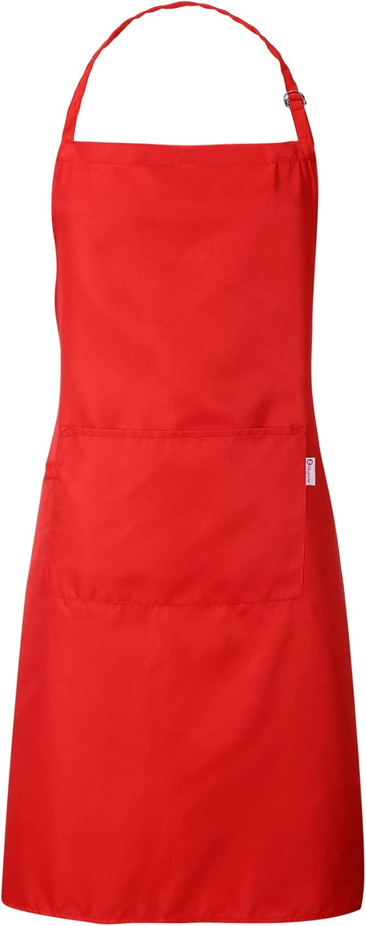 Red Apron for Women with Pockets | Lightweight and Adjustable Mens Kitchen Apron