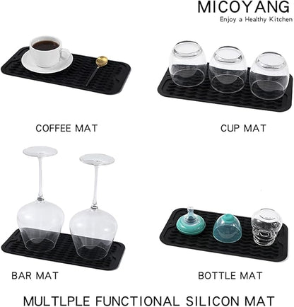 MicoYang Silicone Dish Drying Mat for Multiple Usage,Easy clean,Eco-friendly,Heat-resistant Silicone Mat for Kitchen Counter or Sink,Refrigerator or Drawer Liner Black S 12 inches x 6 inches - Image 4