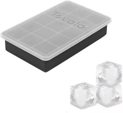 Tovolo Silicone Ice Cube Tray with Lid for Freezer Charcoal Gray, Dishwasher Safe BPA Free Silicone Ice Cube Mold Tray with Cover, Easy Release 1 Inch Ice Cube for Coffee Cocktails Bourbon Whiskey - Image 2