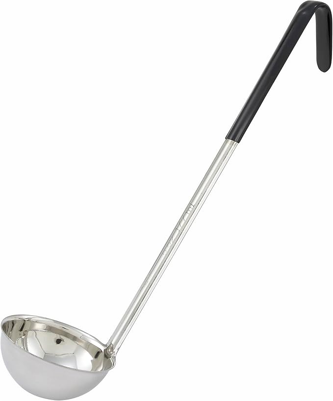 Winco Stainless Steel Ladle with Black Handle, 6-Ounce, Medium by Winco