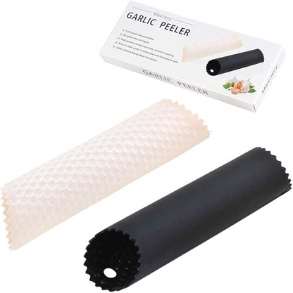 2 Set Silicone Garlic Peeler Easy Roller Tube Useful Garlic Odorfree Kitchen Tool (Black,Clear) by MaxracyInc