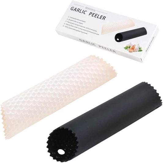 2 Set Silicone Garlic Peeler Easy Roller Tube Useful Garlic Odorfree Kitchen Tool (Black,Clear) by MaxracyInc