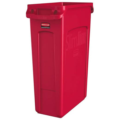 Rubbermaid Commercial Products Slim Jim Trash/Garbage Can with Venting Channels, 23-Gallon, Red, for Kitchen/Office/Workspace by RubbermaidCommercialProducts