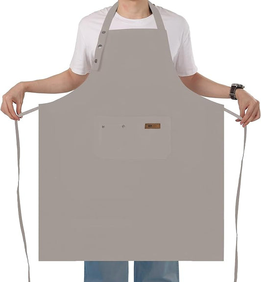 Yuubin Extra Large Aprons for Men Adjustable Button Apron with Pockets Chef Cooking Kitchen Aprons Women,Water&Oil Resistant
