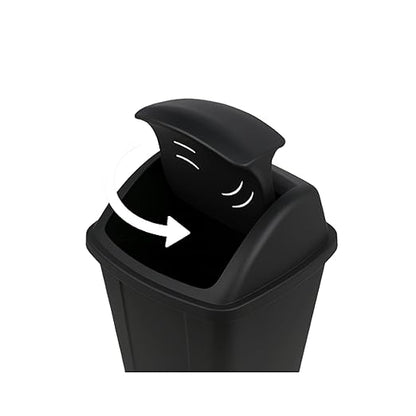 13-Gallon Black Plastic Kitchen Trash Can with Swing Top Lid - Image 3