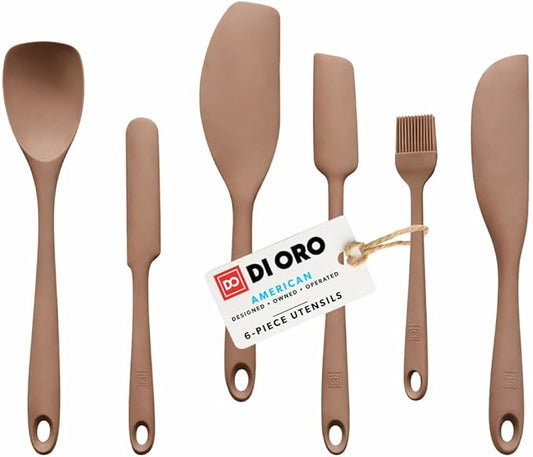 DI ORO 6-Piece Silicone Spatula Set - Rubber Kitchen Utensils for Baking, Cooking & Mixing - Heat-Resistant 600°F BPA Free Spatulas for Nonstick Cookware - Dishwasher Safe (Cinnamon)