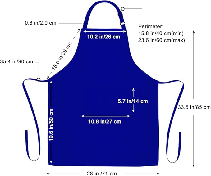 Jubatus 2 Pack 100% Cotton Aprons with 2 Pockets Cooking Chef Kitchen Adjustable Bib Apron for Women Men, Blue - Image 7