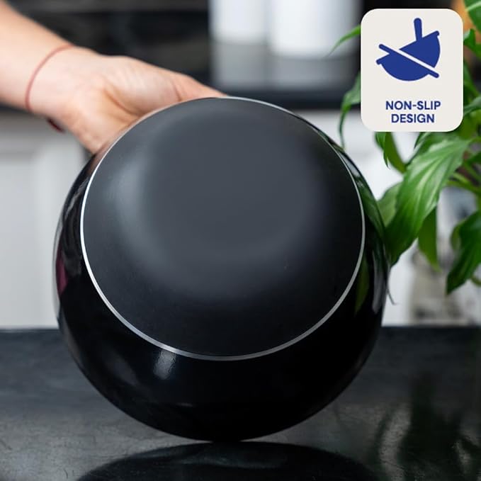 WHYSKO Stainless Steel Mixing Bowls Set of 3 with Non-Slip Silicone Base, Nesting Metal Bowls for Meal Prep, Baking, Cooking & Food Storage, Dishwasher Safe Kitchen Mixing Bowls, Black - Image 6