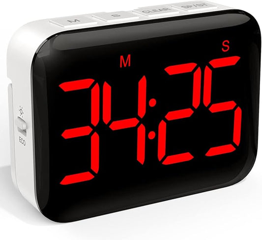 VOCOO Magnetic Kitchen Timer for Cooking with Count Up Countdown, Digital Timer Battery Powered with Large Display, 2 Brightness and Volume Levels for Classroom, Teacher, Kids (Red) by Home
