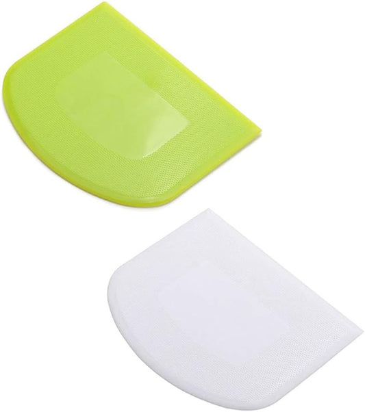 2 Pieces Dough Scraper Bowl Scraper Food-safe Plastic Dough Cutter Flexible Plastic Scraper Practical Bench Scraper Multipurpose Food Scrappers for Bread Dough Cake Fondant Icing, White, Green by lasenersm