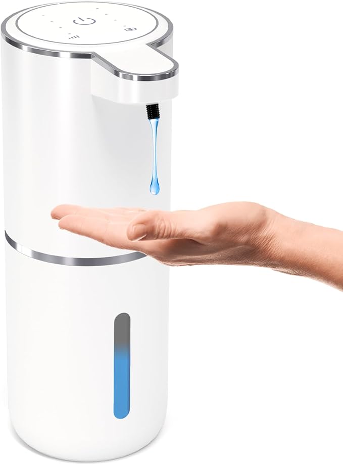 Automatic Soap Dispenser Touchless,Liquid Hand Soap Dispenser 12.8oz USB 4levels Adjustable Dispenser Electric Wall Mounted Smart for Bathroom and Kitchen Dish Soap，Easy for Toddlers(White) by MTYGK