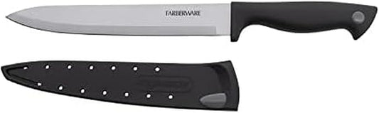 Farberware Edgekeeper 8-Inch Slicing Knife with Self-Sharpening Blade Cover, High Carbon-Stainless Steel Kitchen Knife with Ergonomic Handle, Razor-Sharp Knife, Black by Farberware