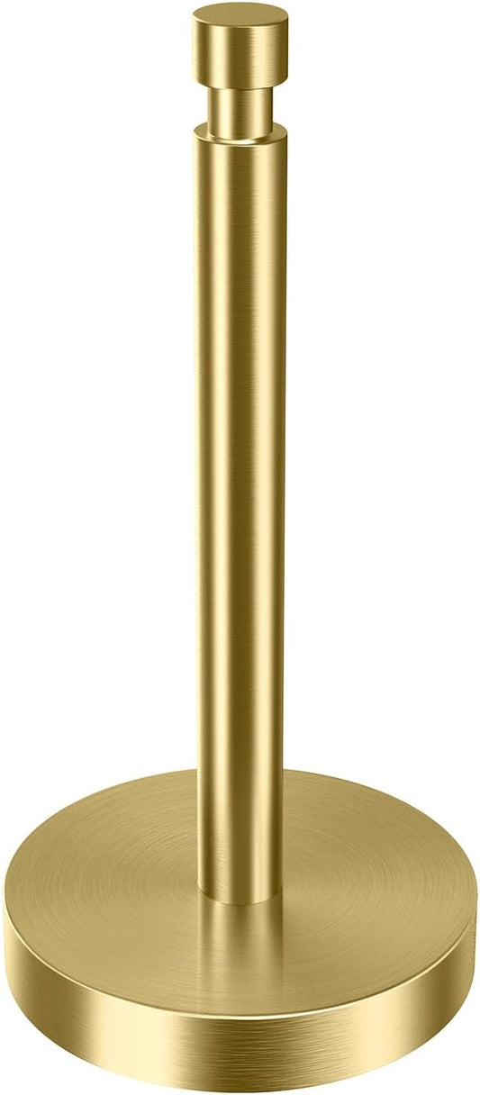 YUMORE Paper Towel Holder Countertop, Paper Towel Holder with Weighted Base Non Slip, Standing Paper Towel Roll Holder for Kitchen Bathroom, Stainles Steel (Gold) by YUMORE