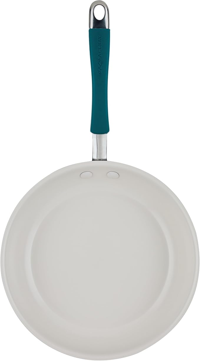 Rachael Ray Cucina Ceramic Cookware Set - 13 Pieces - Ceramic Pots and Pans Set w/Nonstick Frying Pans, Saute Pan, Saucepans, Stockpot, Lids, Pan Protectors & Cooking Utensils - Marine Blue - Image 10