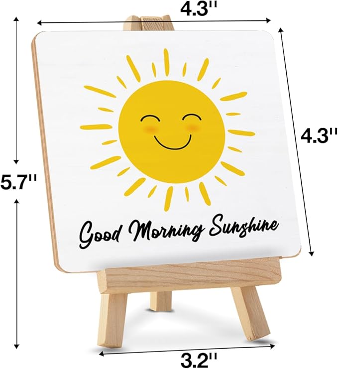 Coffee Bar Decor, Good Morning Sunshine Wood Sign with Easel Home Office Kitchen Coffee Bar Desk Shelf Tabletop Table Decor - Image 2