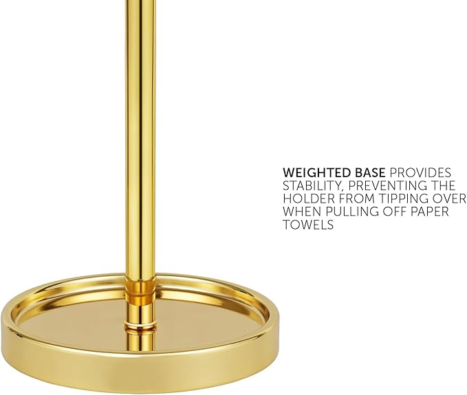 Ivilon Countertop Paper Towel Holder - Modern End Cap Minimalist Design - Color Gold Polished - Image 4
