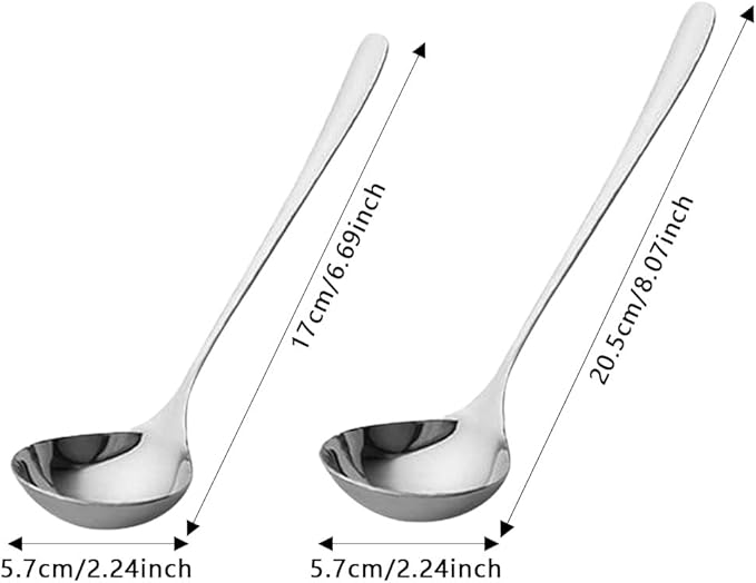 Soup Ladle, 2Pcs 304 Stainless Steel Ladle Spoon Small Gravy Soup Ladle Kitchen Utensil Cooking Serving Spoon for Cooking Buffet, Party, Kitchen(COLOR:sliver) - Image 2