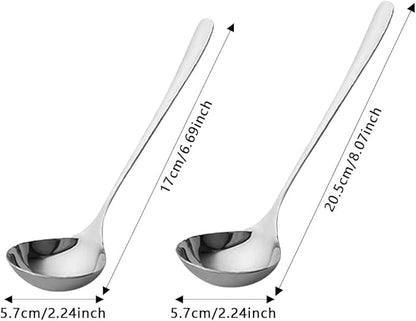 Soup Ladle, 2Pcs 304 Stainless Steel Ladle Spoon Small Gravy Soup Ladle Kitchen Utensil Cooking Serving Spoon for Cooking Buffet, Party, Kitchen(COLOR:sliver) - Image 2