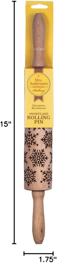Mrs. Anderson’s Baking Embossing Rolling Pin, Snowflake Design, European Beechwood - Image 6
