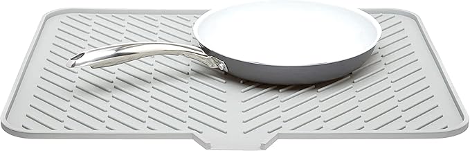 Luxet Silicone Dish Drying Mat with Built-in Drain Lip - Hygienic Drying Pad - Sturdy Compact Easy to Clean Tray Protects Surfaces Prevents Water Build Up - 23 X 17 (White) - Image 4