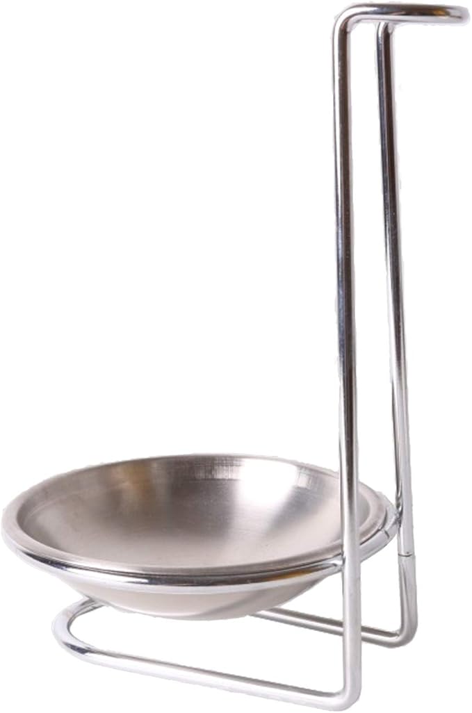 304 Stainless Steel Single Ladle Holder Vertical Spoon Rest Cooking Utensils Stand with 4.3 inch bowl