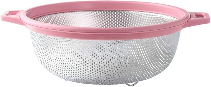 HiramWare Stainless Steel Colander With Handle and Legs, Large Metal Pink Strainer for Pasta, Spaghetti, Berry, Veggies, Fruits, Noodles, Salads, 5-quart 10.5” Kitchen Mesh Colander, Dishwasher Safe - Image 5