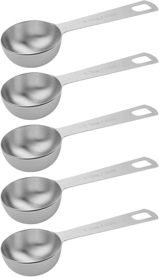 5PCS 1tbsp (3tsp, 15ml, 1/2oz) Single Measuring Spoon, Stainless Steel Individual Teaspoons Only by BERYLER