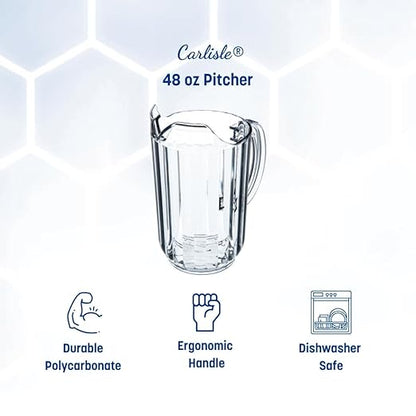 Carlisle FoodService Products 553807 Plastic Pitcher, 48 Ounces, Clear (Pack of 6) - Image 2