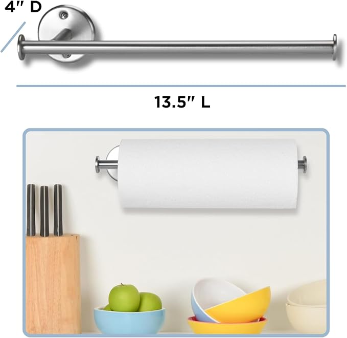Paper Towel Holder Wall Mount - Under Cabinet Paper Towel Holders - Anti-Rust, Mounts On Wall or Cabinet, Vertically or Horizontally, Durable, Premium Elegant Design- Quick and Easy Installation - Image 2