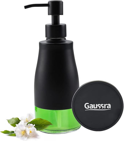 Gaussra Black Soap Dispenser with Coasterand Stickers, Refillable Liquid Stainless Steel Soap Dispenser for Kitchen Sink, Bathroom Countertop (11OZ / 320ML) by Gaussra