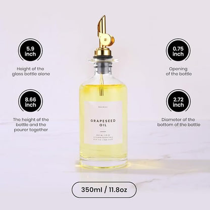 Molimoli Glass Olive Oil Cruet Set - 350ml Bottles With Weighted Pourers, Set of 4 - Image 3