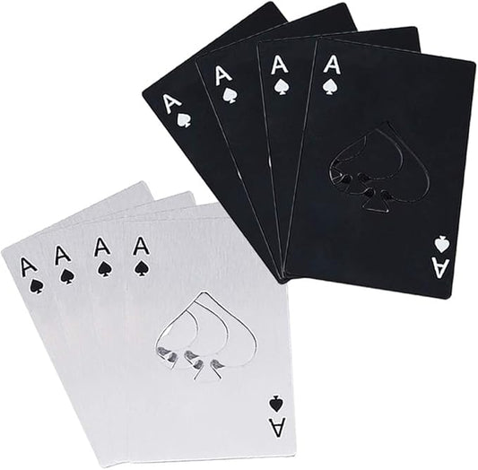 Ace Of Spades Bottle Opener Credit Card Size Pocker Cap Opener Portable Stainless Steel Can Opener (8 Pack Black & Silver) by Airoads