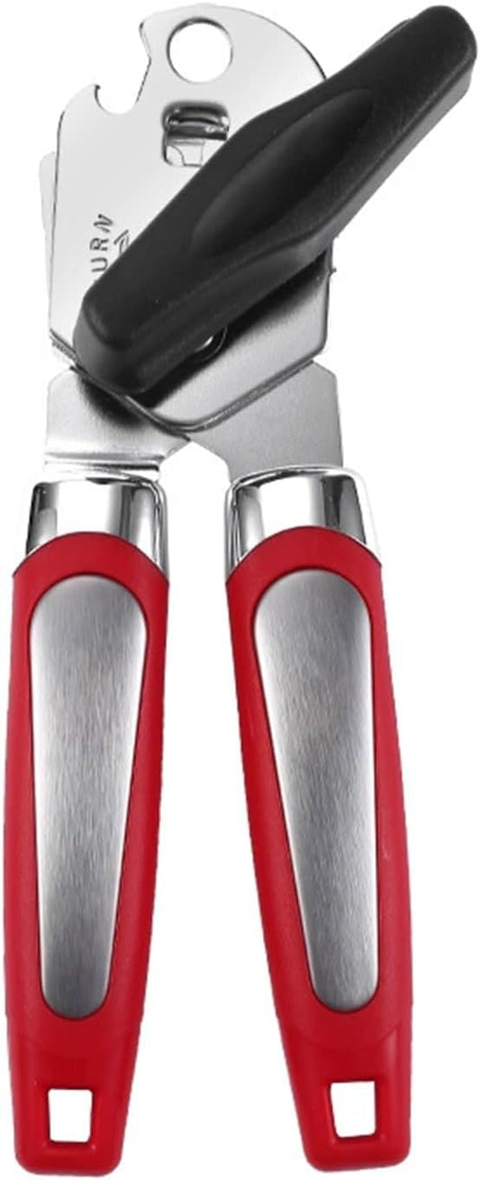 Can Opener Manual Heavy Duty - Hand Held Strong Can Openers for Seniors with Oversized Turn Knob, Soft Grip Sharp Blade, Solid Steel Hand Manual Can Open for Kitchen & Camping