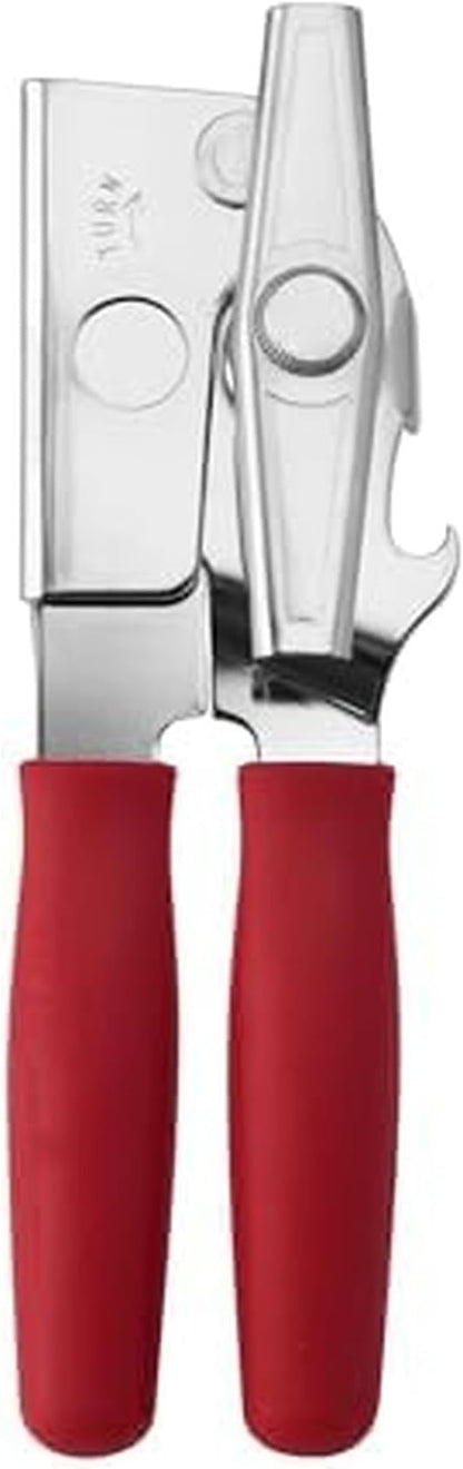Swing-A-Way Portable Can Opener with Sharp Blade, Manual Hand Held, 2-in-1 Can and Bottle Opener, Made of Steel, Easy Turn Knob, Basic Kitchen Essentials (Red) by Swing-A-Way