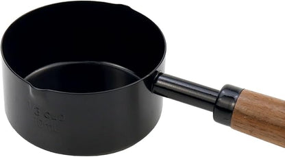 1pcs 1/3 Cup Measuring Cup with Wooden Handle Stainless Steel Measuring Scoop 80ml Measuring Spoon Black 1/3 Measuring Cups for Baking Cooking Wet and Dry Ingredients (80ml) - Image 4
