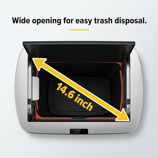 ELPHECO 13.2 Gallon Trash Can with Lid Motion Sensor, 50 Litre Brushed Stainless Steel Kitchen Trash Can Automatic with 10 Bags, Upgraded Silent-Closing, Fingerprint-Resistant, Kitchen, Office, Silver - Image 6