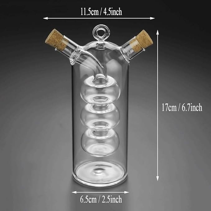 Olive Oil and Vinegar Dispenser Cruet Bottles, 2 in 1 Transparent Dual Glass for Kitchen Cooking Container - Image 3
