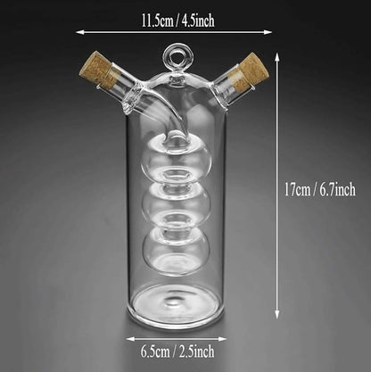 Olive Oil and Vinegar Dispenser Cruet Bottles, 2 in 1 Transparent Dual Glass for Kitchen Cooking Container - Image 3