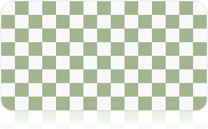 17" x 32" Checkered Dish Drying Mat for Kitchen Counter, Absorbent Coffee Bar Mat for Espresso Machine Coffee Countertops Accessories, Sage - Image 9