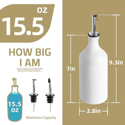 Sweejar Ceramic Olive Oil Dispenser Bottle, Opaque Oil Cruet Protects to Reduce Oxidation, Suitable for Storage Vinegar, Coffee Syrups & Other Liquids, Pack of 1, 15.5 Fl Oz(Rose Quartz) - Image 2