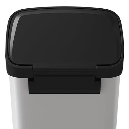 Garvee 13 gal / 50 L Metal Trash Can with Lid, Large Garbage Can for Kitchen, Rustproof Step-on Kitchen Metal Trash Bin with Liner Rim, Rear Handle, Soft Close Plastic Lid, White - Image 8