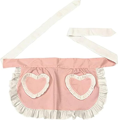 CRB Fashion Waist Apron Kitchen Cooking Restaurant Cotton Bistro Half Aprons with Pockets For Woman