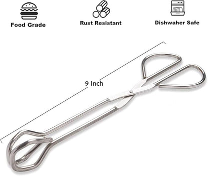 Hiash 9-Inch Heavy Duty Stainless Steel Kitchen Tongs - Comfortable Ergonomic Grip, Scissor Design, Heat Resistant for BBQ and Cooking - Image 2