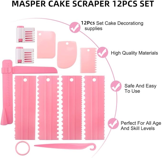 11 Pcs Cake Scraper Set Cake Edge Scraper Cutters with Adjustable Butter Smoothing Cream Scraper Tool Cake Decorating Comb Icing Smoother for Cake Cream Baking Decorating