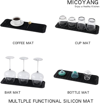 MicoYang Silicone Dish Drying Mat for Multiple Usage,Easy clean,Eco-friendly,Heat-resistant Silicone Mat for Kitchen Counter,Sink,Bar,Bottle,or Cup Black M 17 inches x 6 inches - Image 4